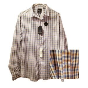 NEW Ben Sherman Large Slim Tailored Fit Plaid‎ Check Stretch Button Down Shirt